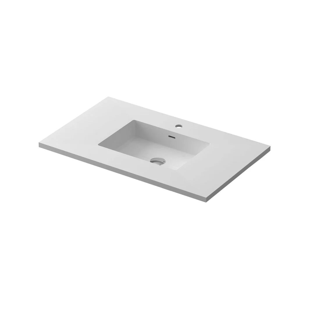 Laviva Forever VIVA Stone 36" Matte White Solid Surface Countertop with Integrated Sink 313SQ1HSS-36-MW - Image 3