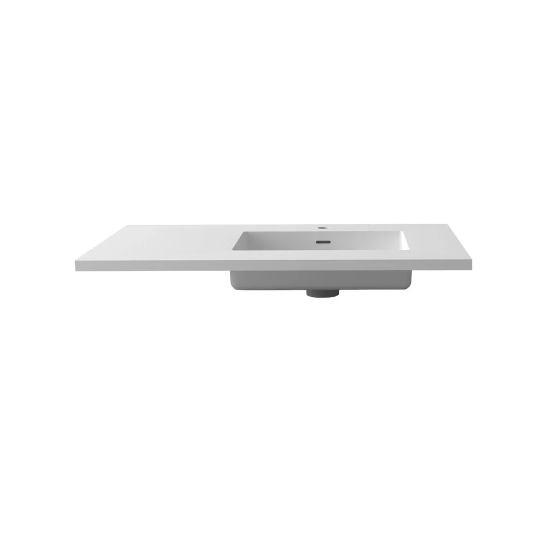 Laviva Forever VIVA Stone 36" Matte White Solid Surface Countertop with Right Offset Integrated Sink 313SQ1HSS-36R-MW - Image 4