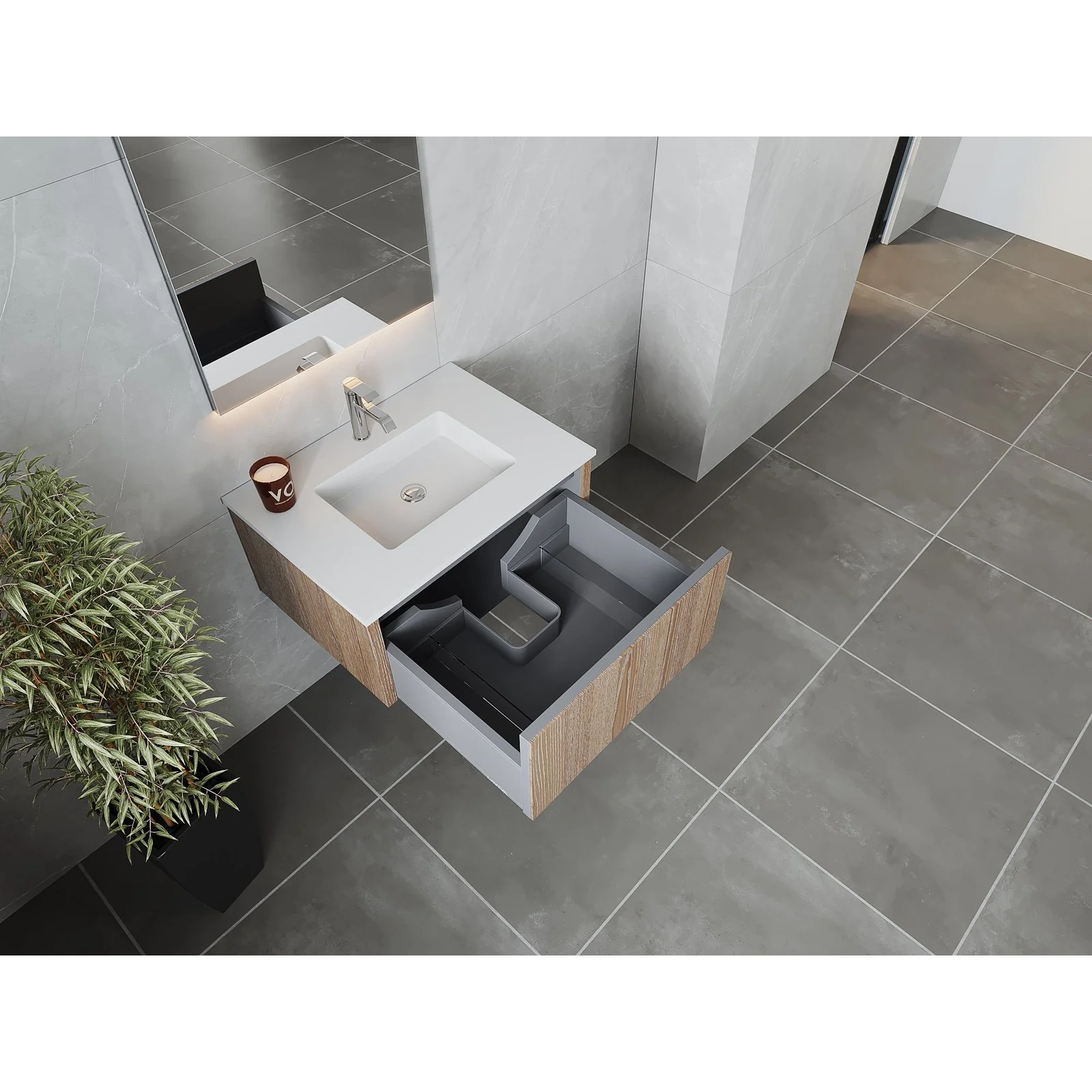 Laviva Legno 30" Weathered Grey Bathroom Vanity with Matte White VIVA Stone Solid Surface Countertop 313LGN-30WG-MW - Image 3