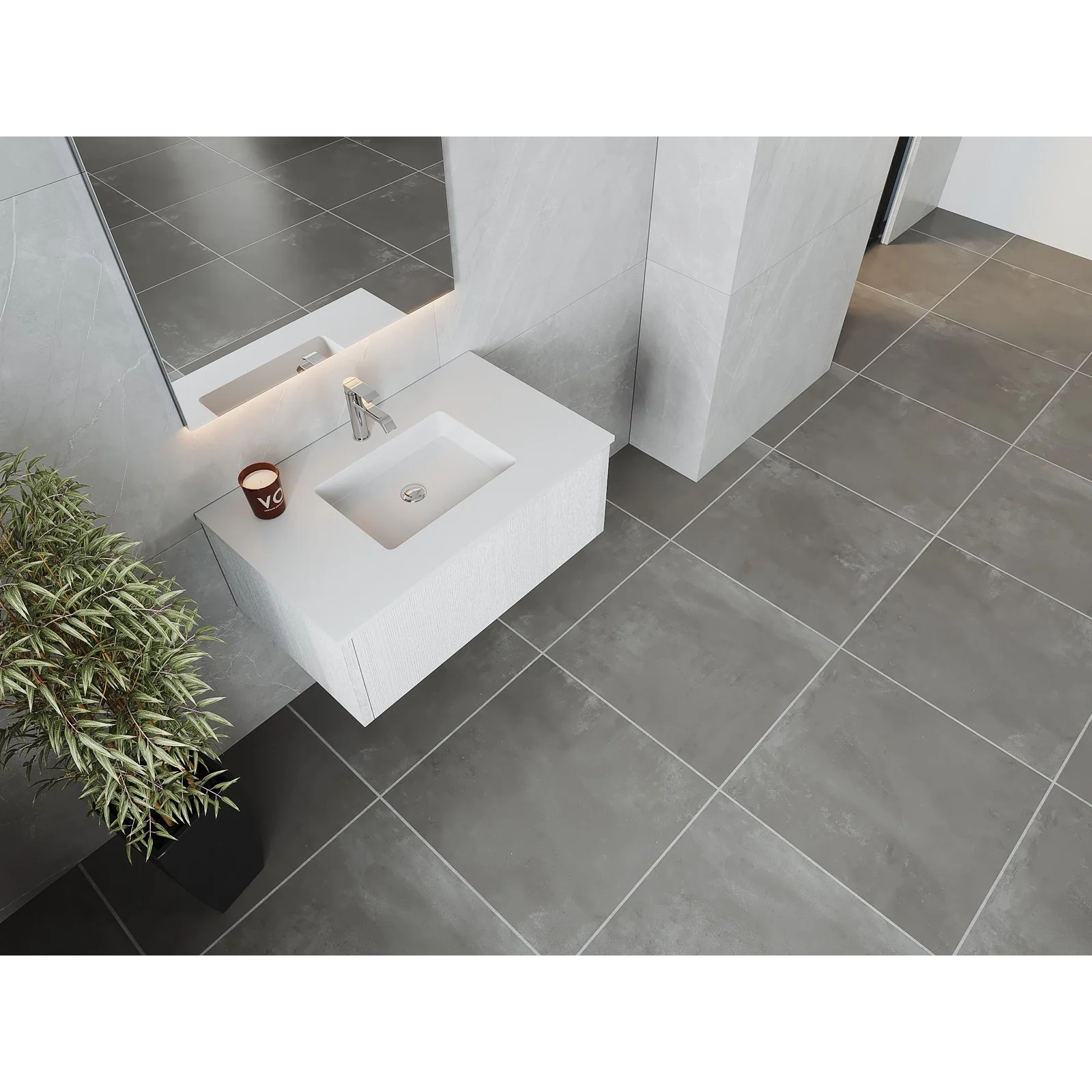 Laviva Legno 36" Alabaster White Bathroom Vanity with Matte White VIVA Stone Solid Surface Countertop 313LGN-36AW-MW - Image 2