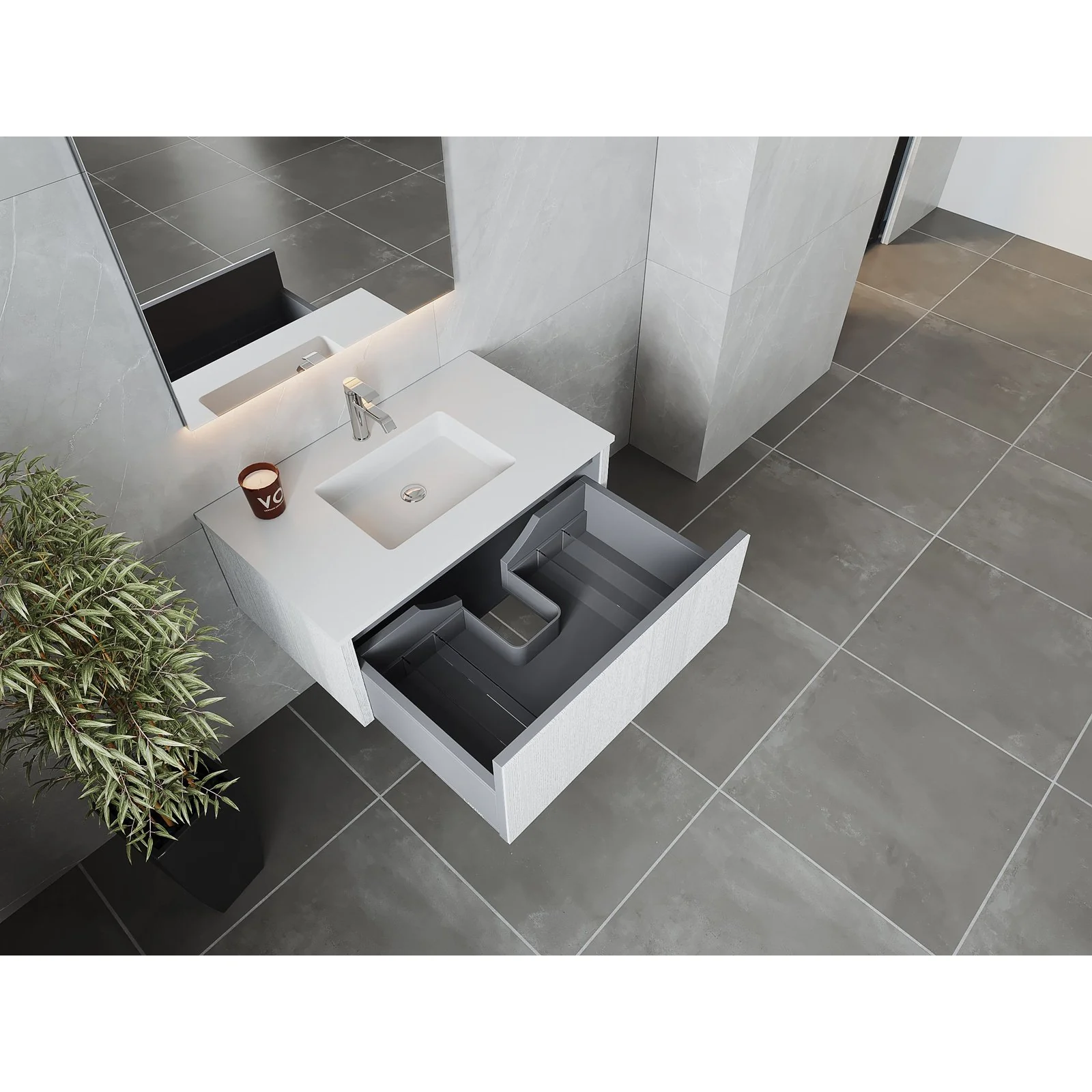 Laviva Legno 36" Alabaster White Bathroom Vanity with Matte White VIVA Stone Solid Surface Countertop 313LGN-36AW-MW - Image 3