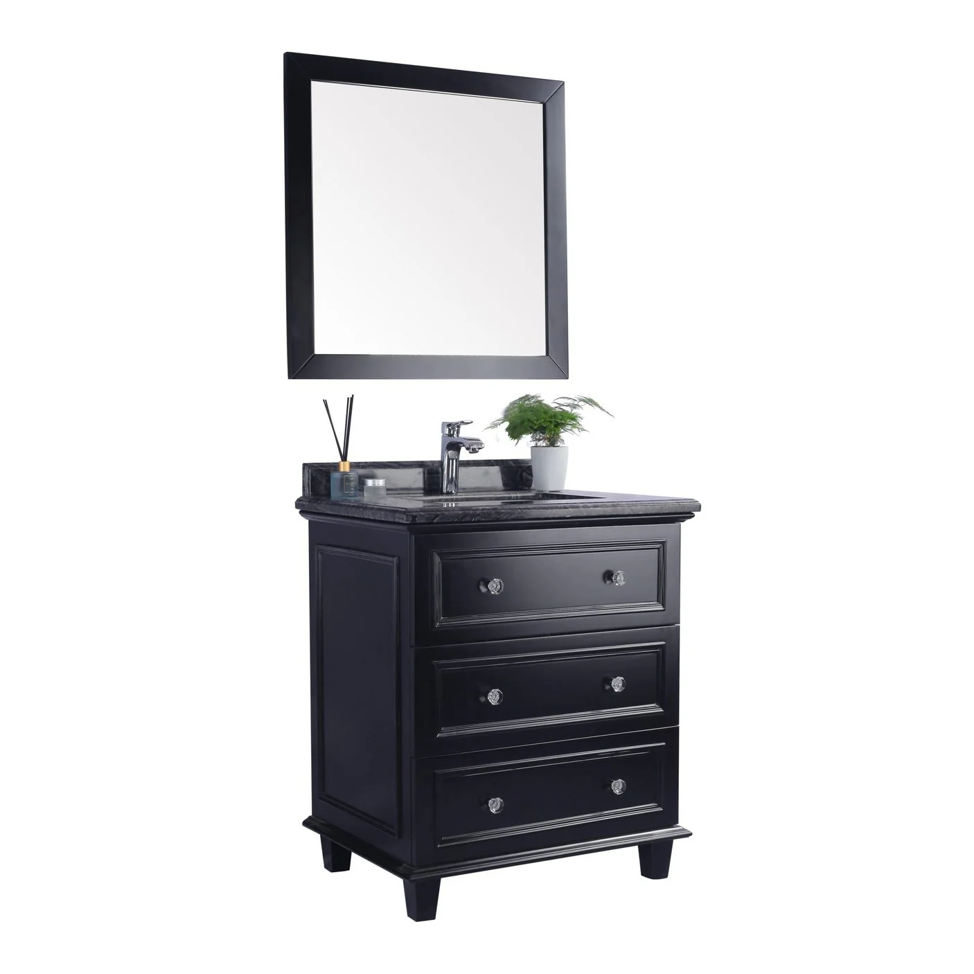 Laviva Luna 30" Espresso Bathroom Vanity with Black Wood Marble Countertop 313DVN-30E-BW - Image 10
