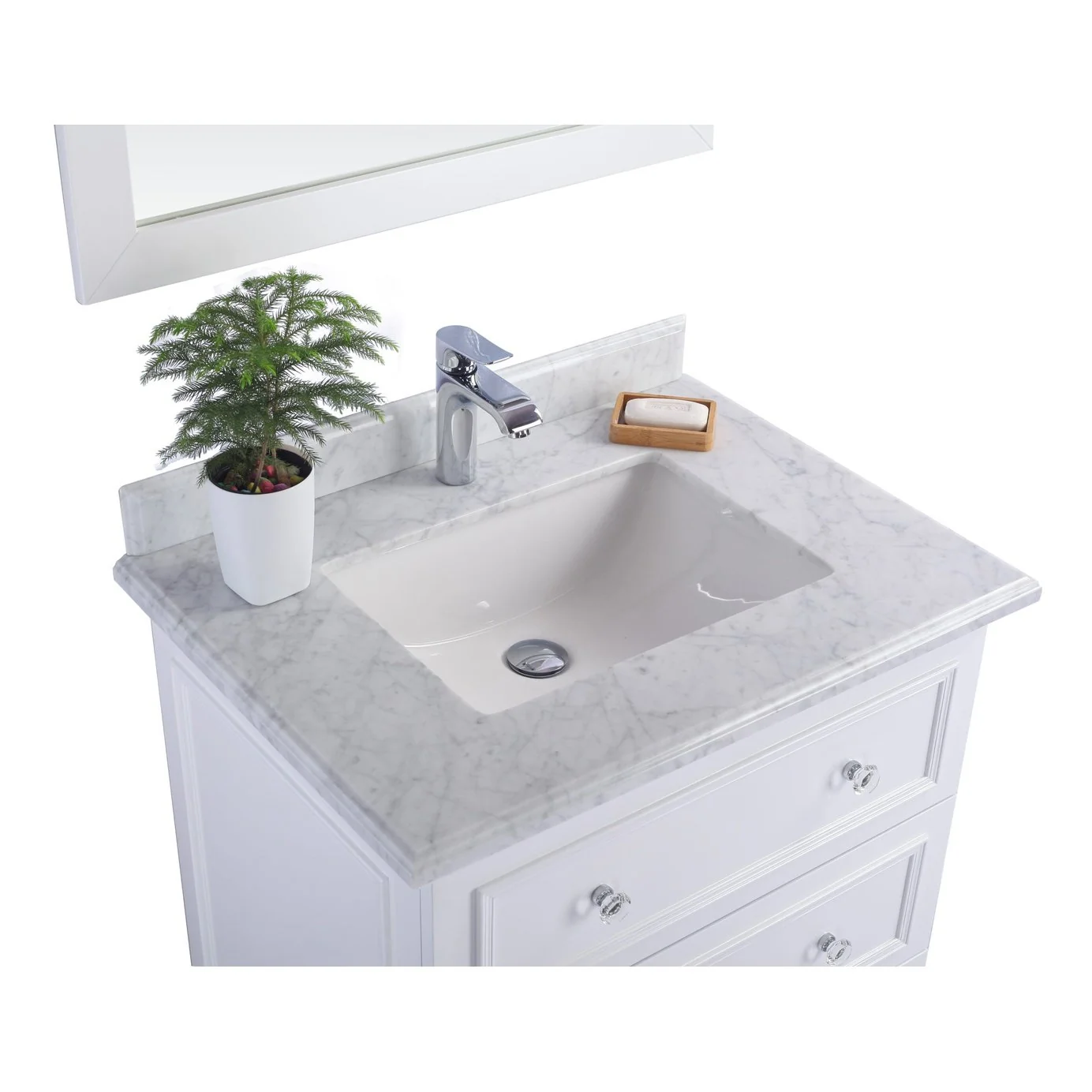 Laviva Luna 30" White Bathroom Vanity with White Carrara Marble Countertop 313DVN-30W-WC - Image 4