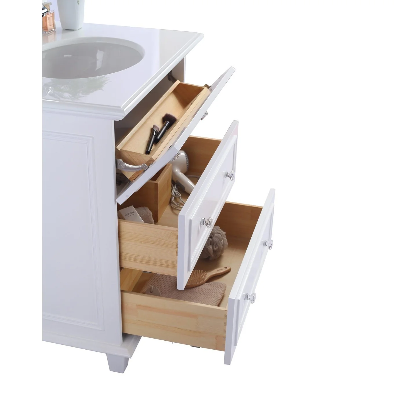 Laviva Luna 30" White Bathroom Vanity with White Quartz Countertop 313DVN-30W-WQ - Image 4