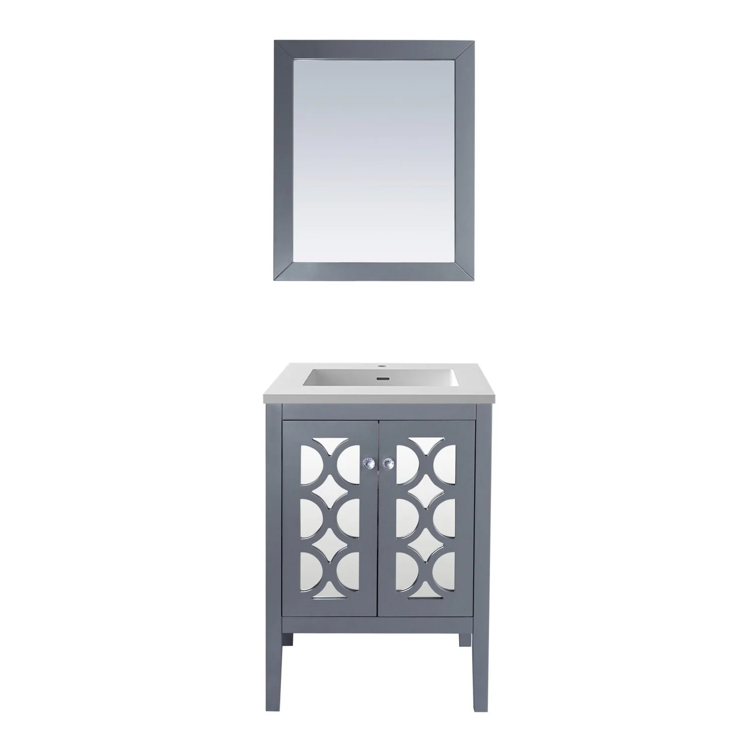 Laviva Mediterraneo 24" Grey Bathroom Vanity with Matte White VIVA Stone Solid Surface Countertop 313MKSH-24G-MW - Image 7