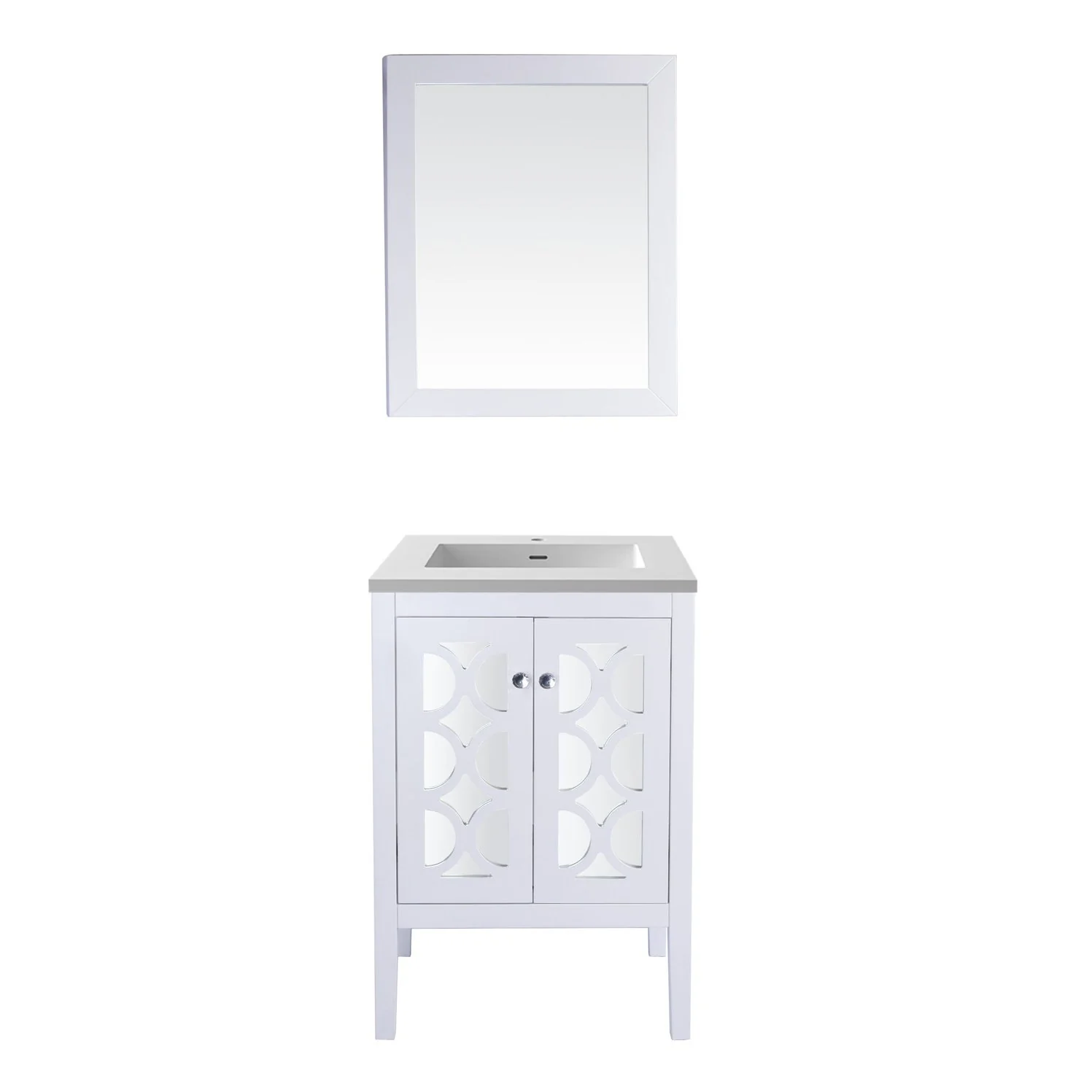 Laviva Mediterraneo 24" White Bathroom Vanity with Matte White VIVA Stone Solid Surface Countertop 313MKSH-24W-MW - Image 7