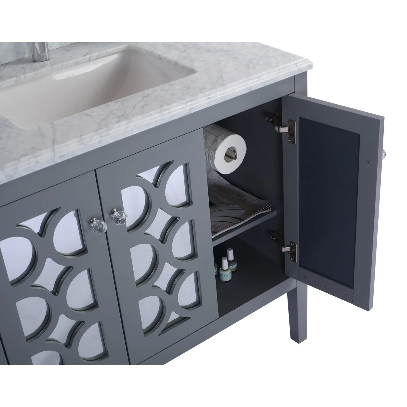 Laviva Mediterraneo 36" Grey Bathroom Vanity with Black Wood Marble Countertop 313MKSH-36G-BW - Image 5