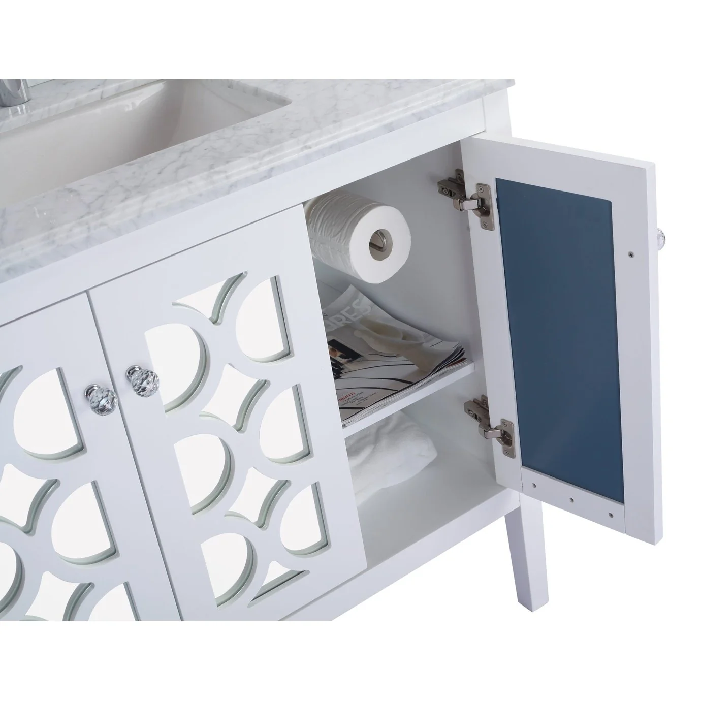 Laviva Mediterraneo 36" White Bathroom Vanity with Black Wood Marble Countertop 313MKSH-36W-BW - Image 6
