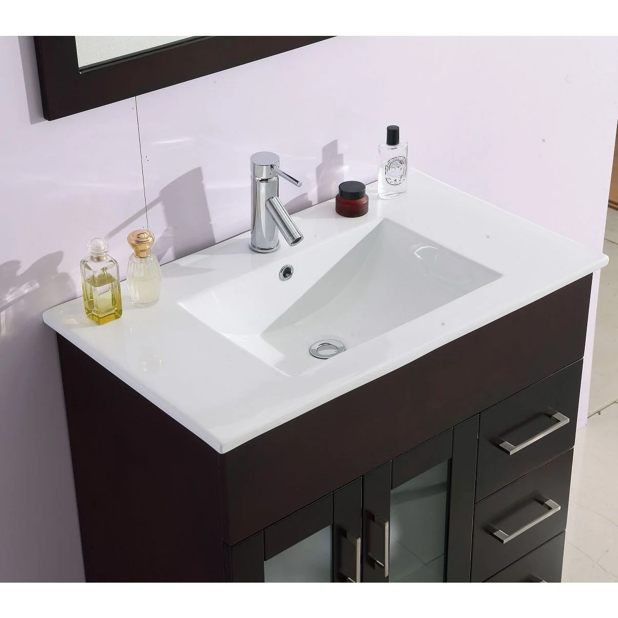 Laviva Nova 32" Brown Bathroom Vanity with White Ceramic Basin Countertop 31321529-32B-CB - Image 4