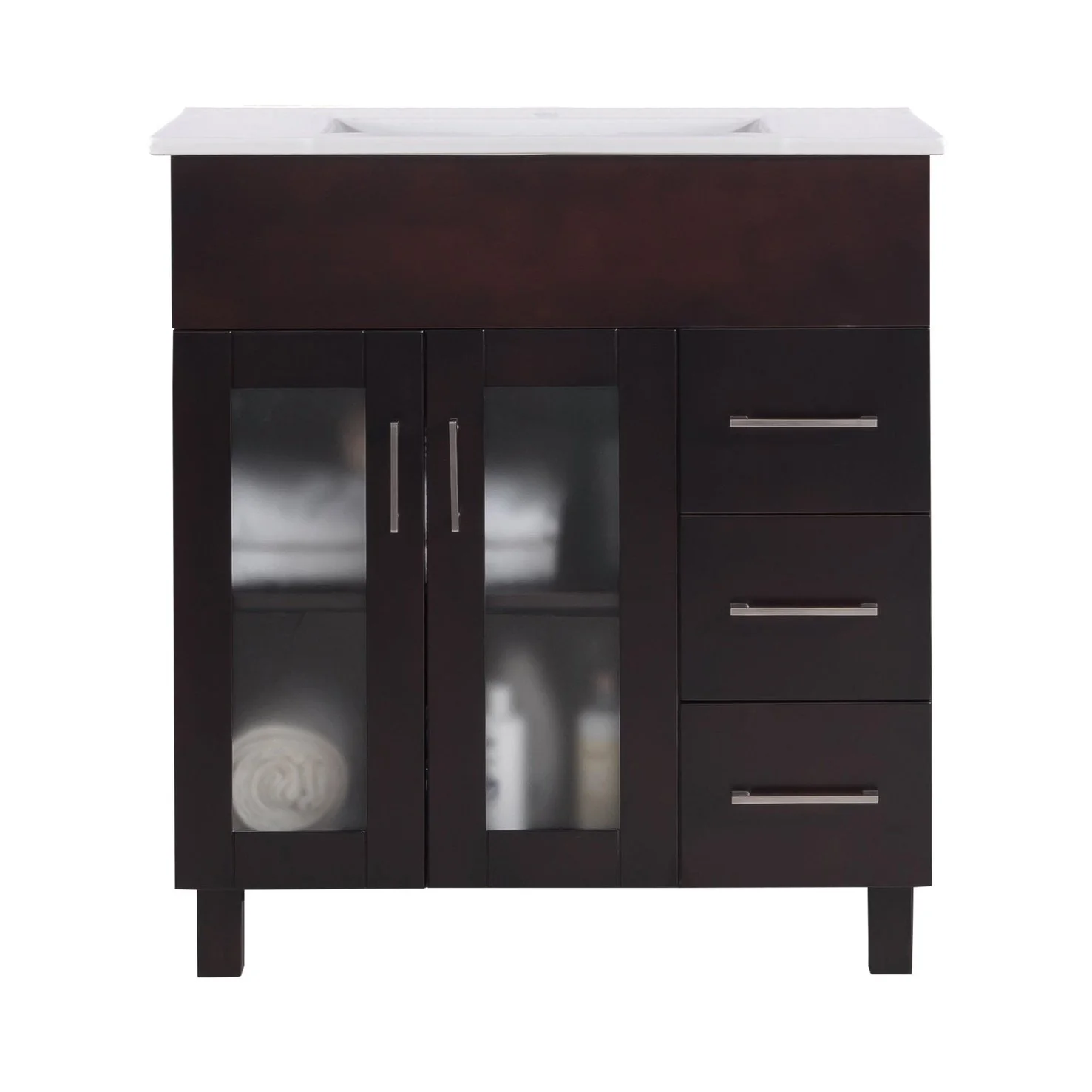 Laviva Nova 32" Brown Bathroom Vanity with White Ceramic Basin Countertop 31321529-32B-CB - Image 5