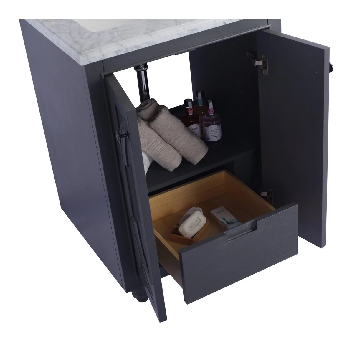 Laviva Odyssey 24" Maple Grey Bathroom Vanity with White Quartz Countertop 313613-24G-WQ - Image 2