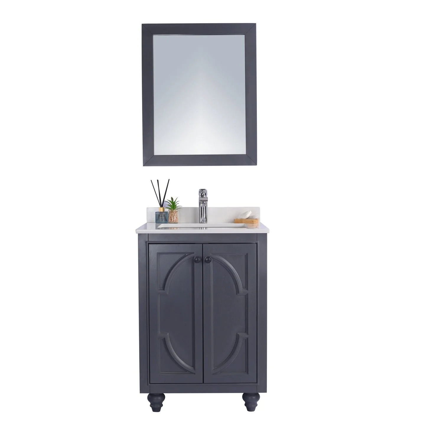 Laviva Odyssey 24" Maple Grey Bathroom Vanity with White Quartz Countertop 313613-24G-WQ - Image 5