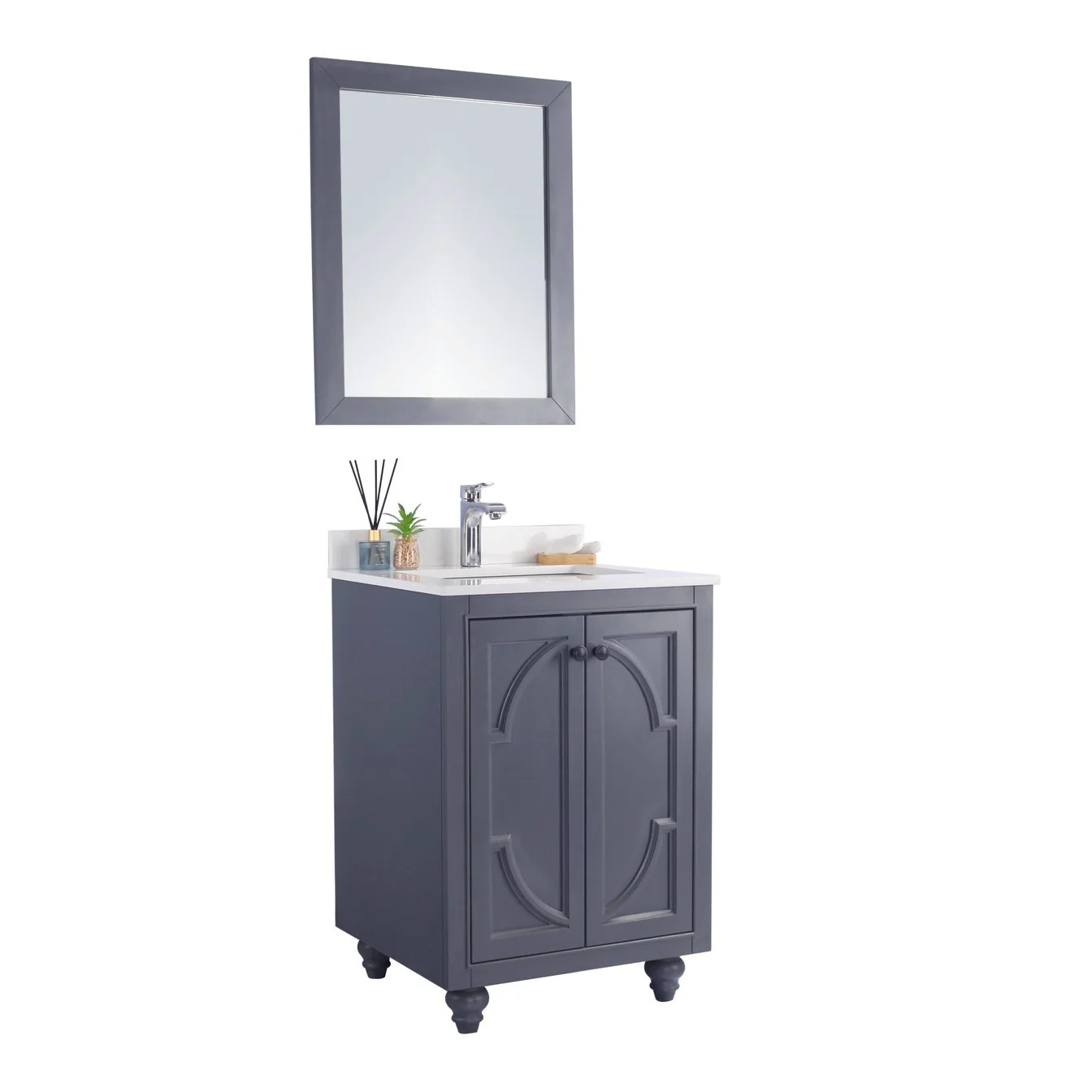 Laviva Odyssey 24" Maple Grey Bathroom Vanity with White Quartz Countertop 313613-24G-WQ - Image 8