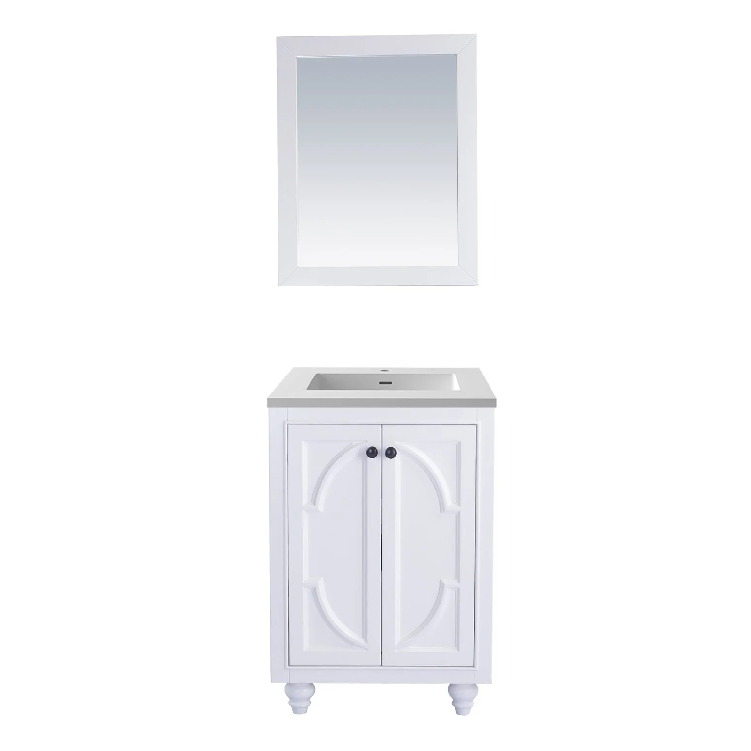 Laviva Odyssey 24" White Bathroom Vanity with Matte White VIVA Stone Solid Surface Countertop 313613-24W-MW - Image 8