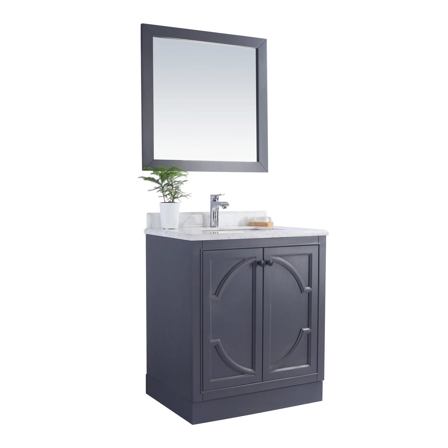 Laviva Odyssey 30" Maple Grey Bathroom Vanity with Black Wood Marble Countertop 313613-30G-BW - Image 6