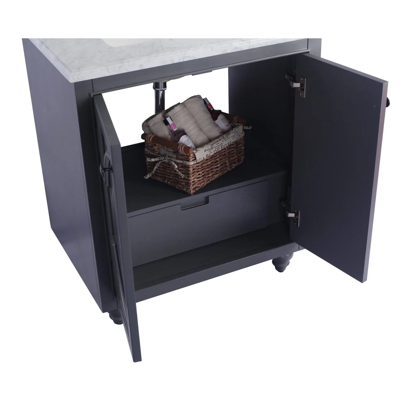 Laviva Odyssey 30" Maple Grey Bathroom Vanity with Matte White VIVA Stone Solid Surface Countertop 313613-30G-MW - Image 4