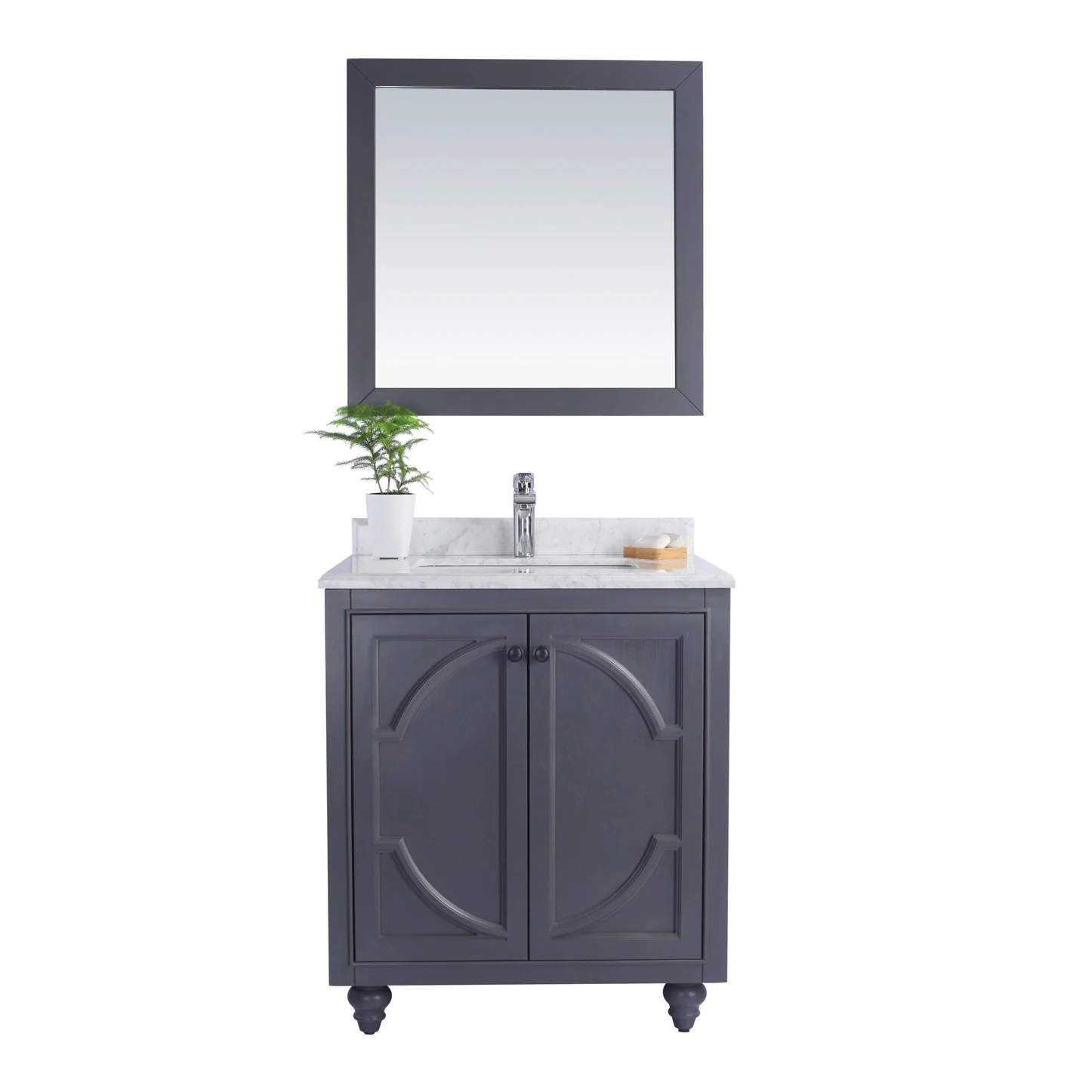 Laviva Odyssey 30" Maple Grey Bathroom Vanity with White Carrara Marble Countertop 313613-30G-WC - Image 6