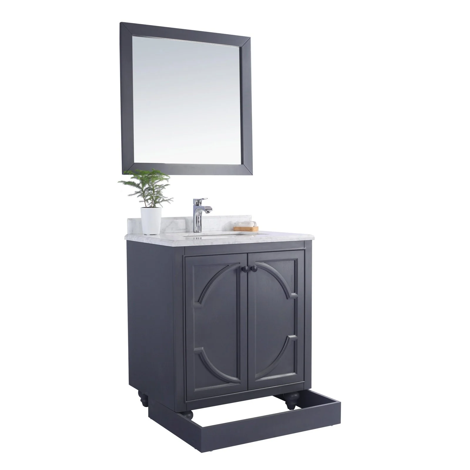 Laviva Odyssey 30" Maple Grey Bathroom Vanity with White Stripes Marble Countertop 313613-30G-WS - Image 7