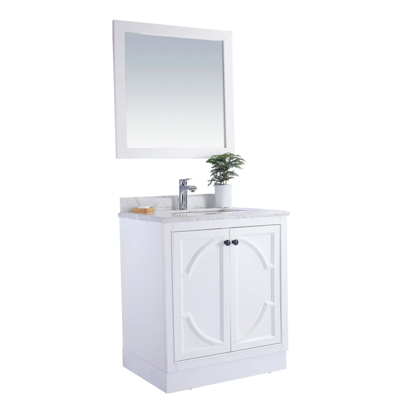 Laviva Odyssey 30" White Bathroom Vanity with Black Wood Marble Countertop 313613-30W-BW - Image 6