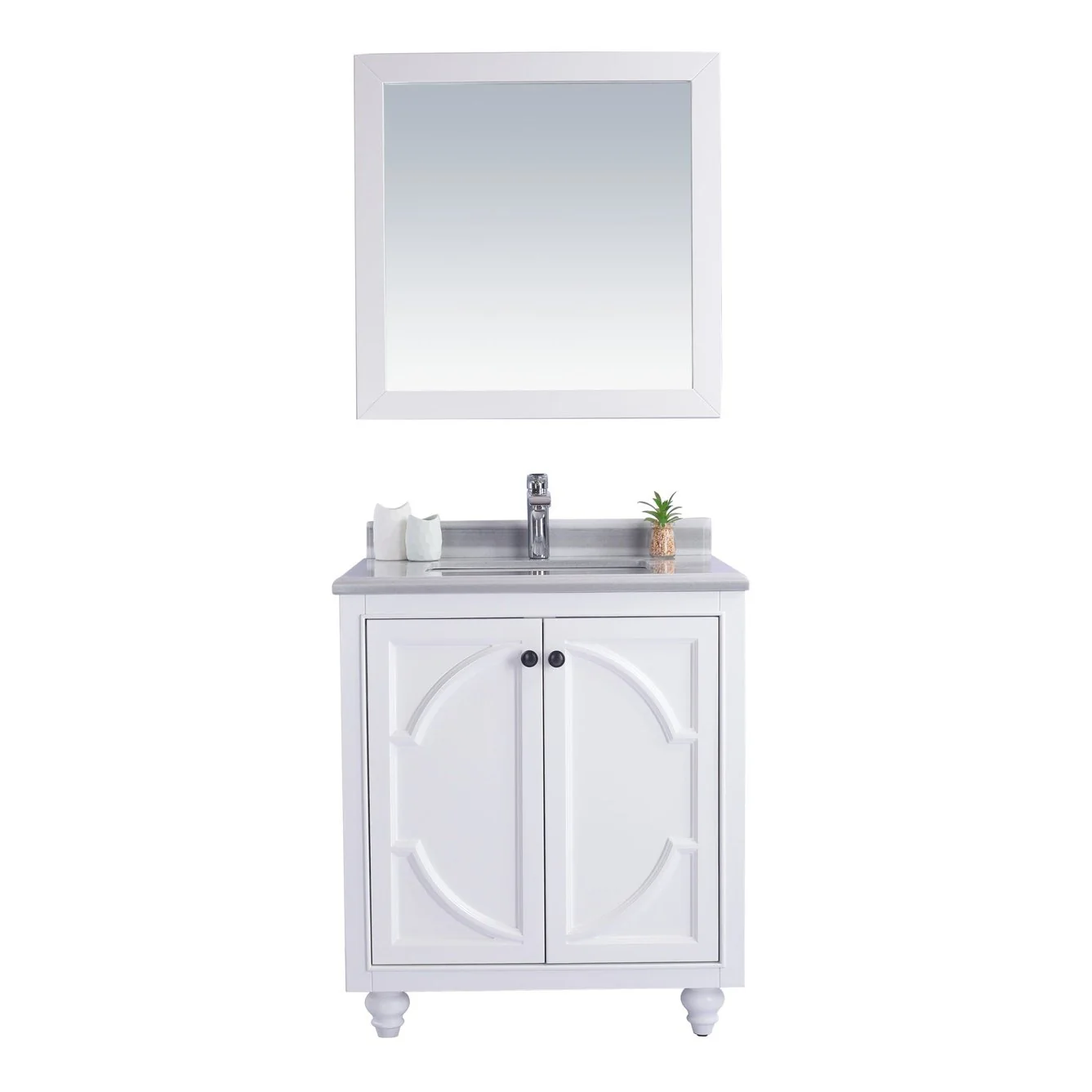 Laviva Odyssey 30" White Bathroom Vanity with White Stripes Marble Countertop 313613-30W-WS - Image 5