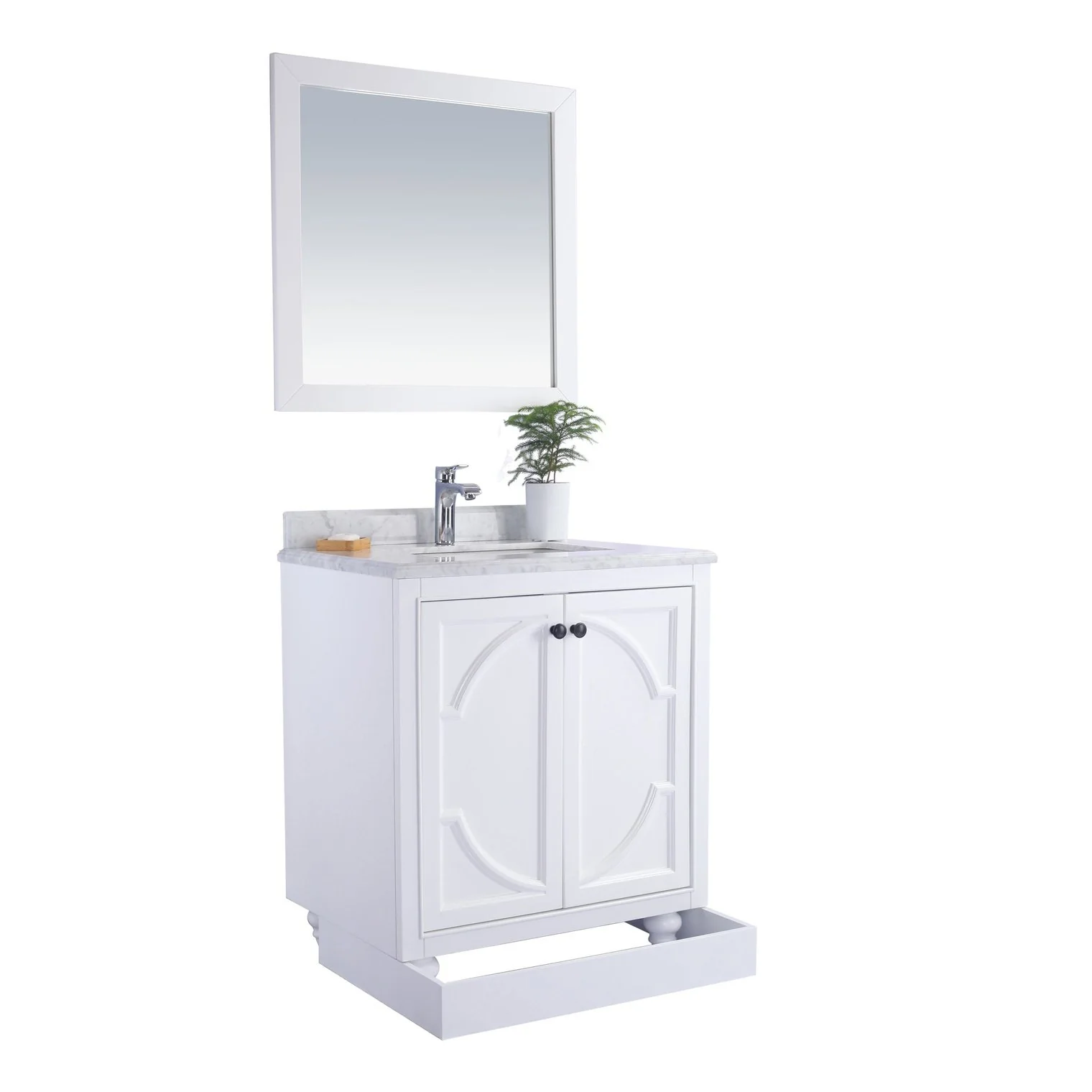Laviva Odyssey 30" White Bathroom Vanity with White Stripes Marble Countertop 313613-30W-WS - Image 7