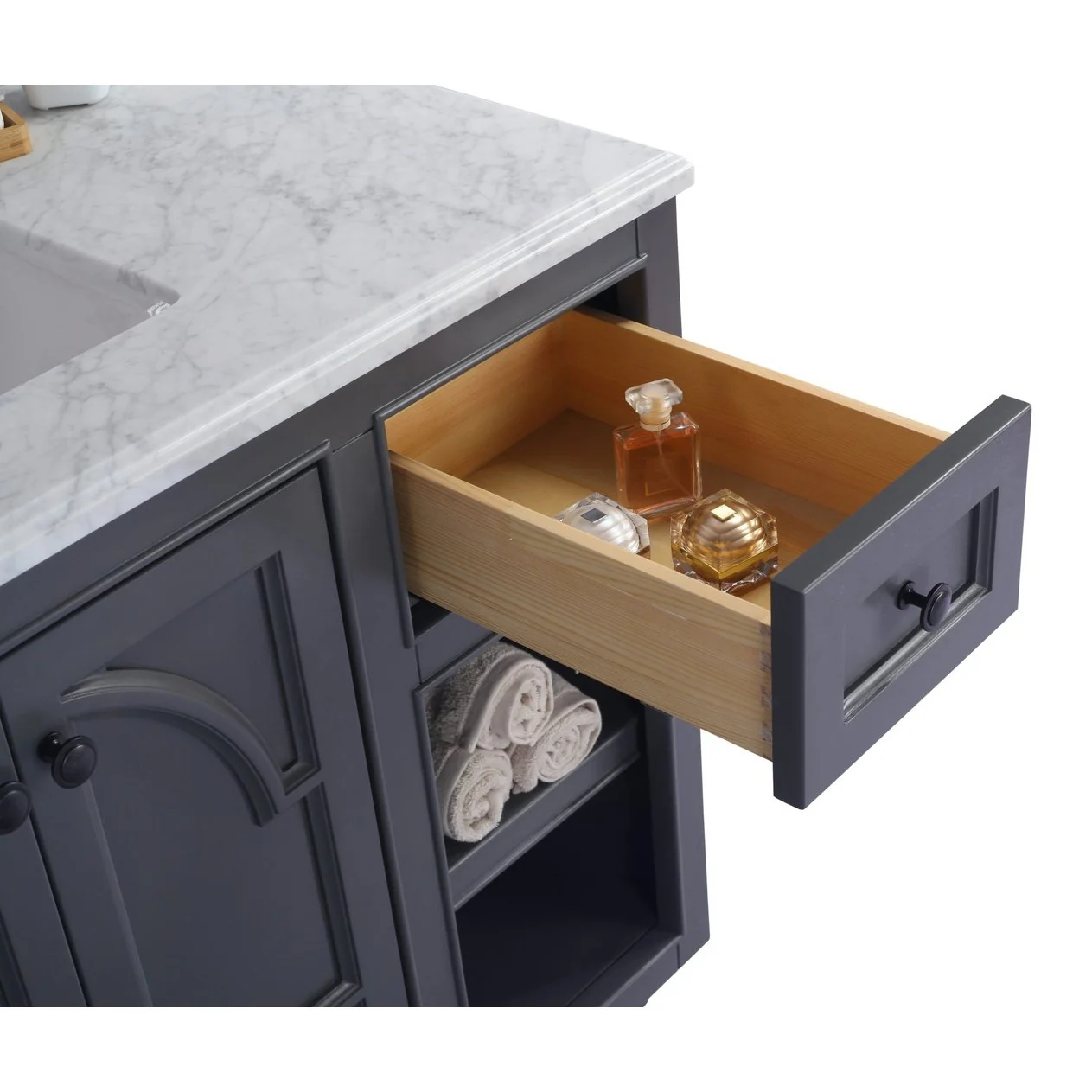 Laviva Odyssey 36" Maple Grey Bathroom Vanity with White Carrara Marble Countertop 313613-36G-WC - Image 6