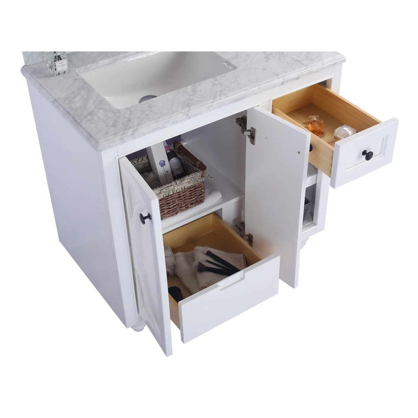 Laviva Odyssey 36" White Bathroom Vanity with White Carrara Marble Countertop 313613-36W-WC - Image 4