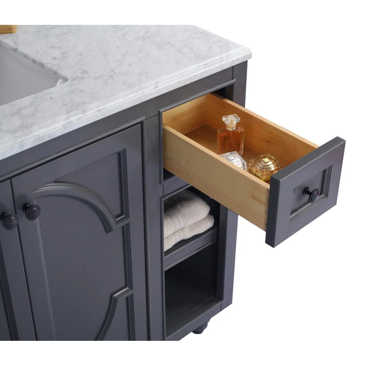 Laviva Odyssey 48" Maple Grey Bathroom Vanity with Black Wood Marble Countertop 313613-48G-BW - Image 2