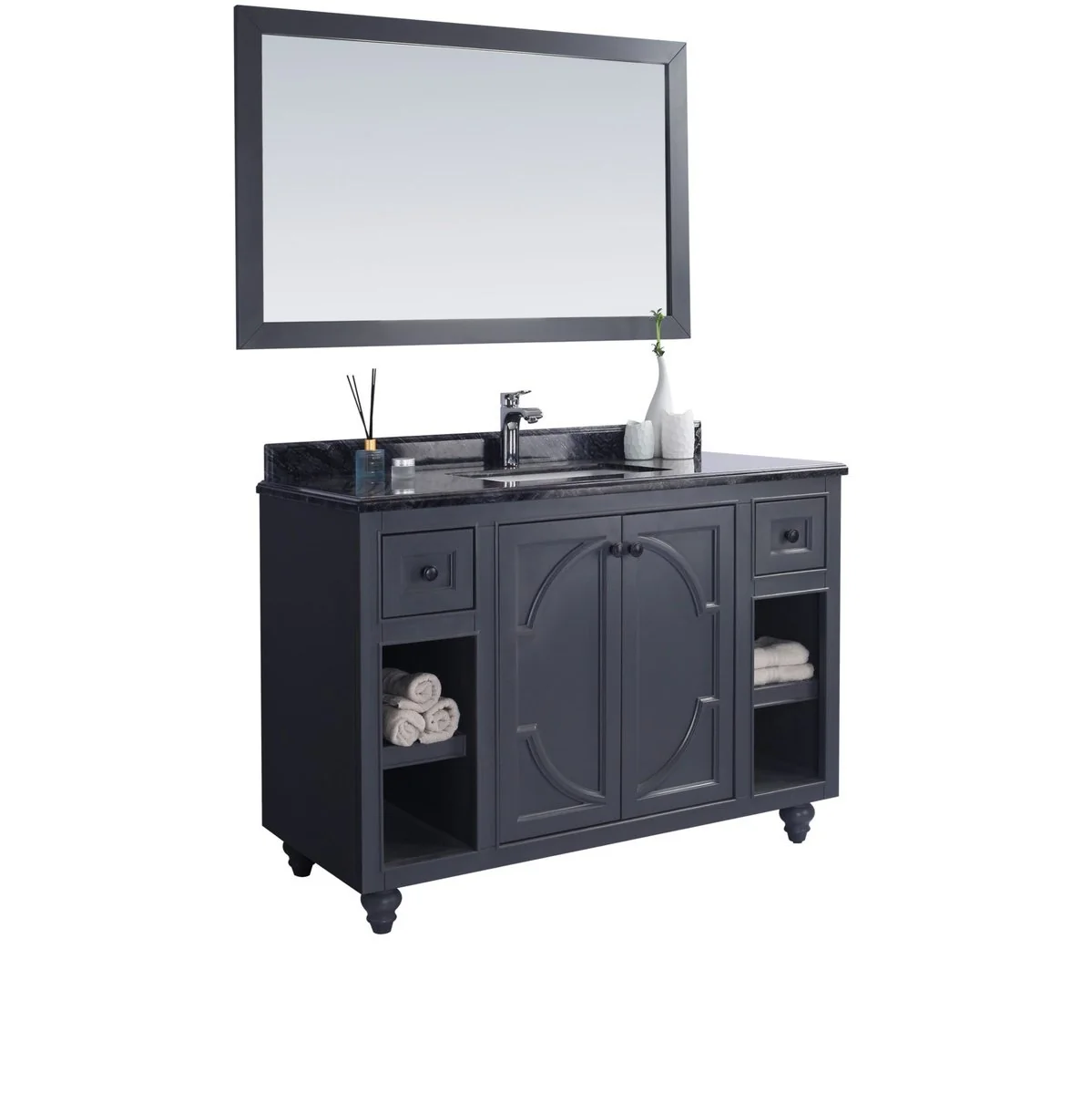 Laviva Odyssey 48" Maple Grey Bathroom Vanity with Black Wood Marble Countertop 313613-48G-BW - Image 7