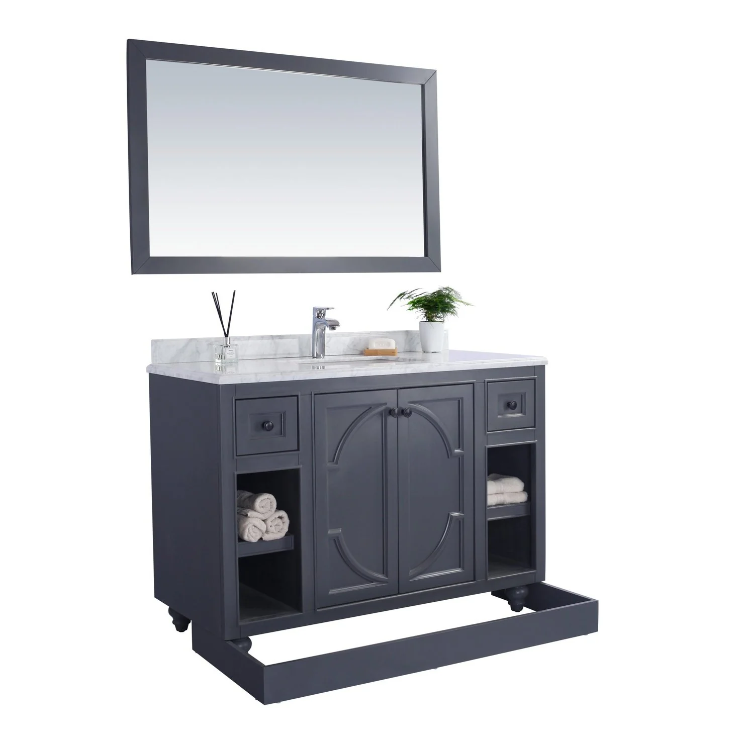 Laviva Odyssey 48" Maple Grey Bathroom Vanity with Matte White VIVA Stone Solid Surface Countertop 313613-48G-MW - Image 3