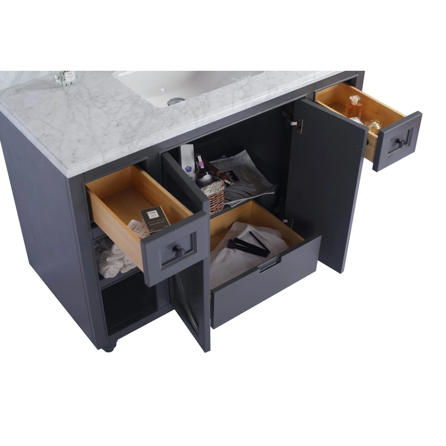 Laviva Odyssey 48" Maple Grey Bathroom Vanity with Matte White VIVA Stone Solid Surface Countertop 313613-48G-MW - Image 6