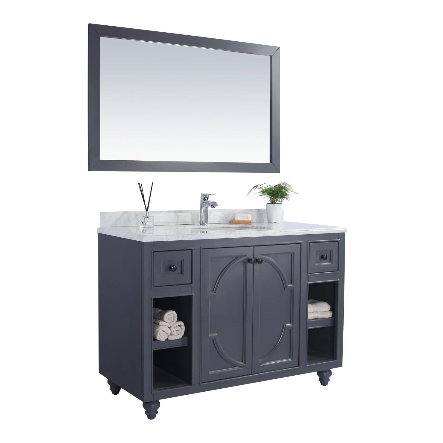 Laviva Odyssey 48" Maple Grey Bathroom Vanity with White Carrara Marble Countertop 313613-48G-WC - Image 9