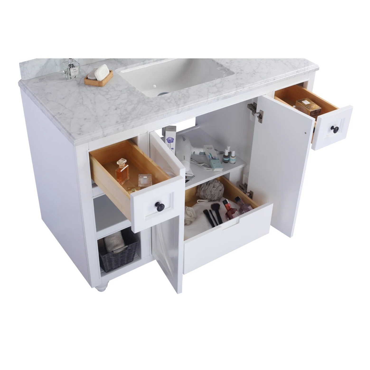 Laviva Odyssey 48" White Bathroom Vanity with Matte White VIVA Stone Solid Surface Countertop 313613-48W-MW - Image 4