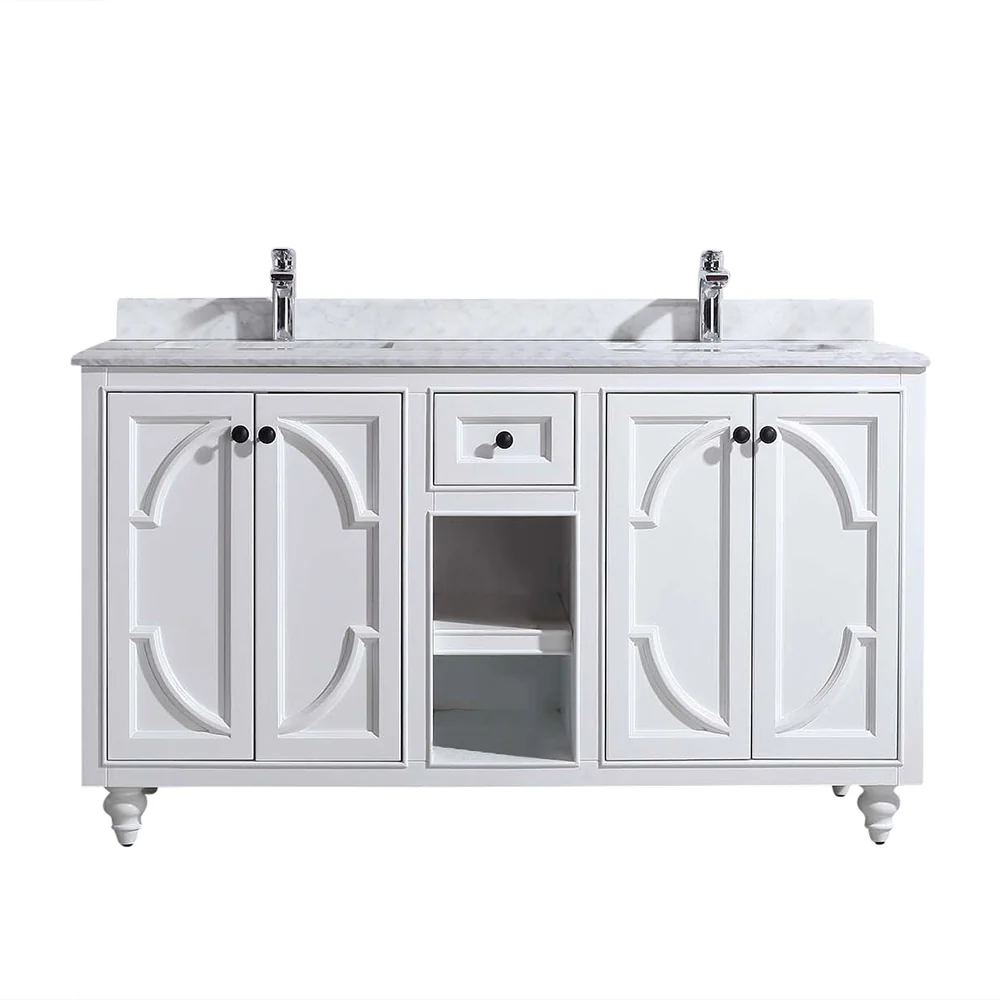 Laviva Odyssey 60" White Double Sink Bathroom Vanity with White Carrara Marble Countertop 313613-60W-WC - Image 10