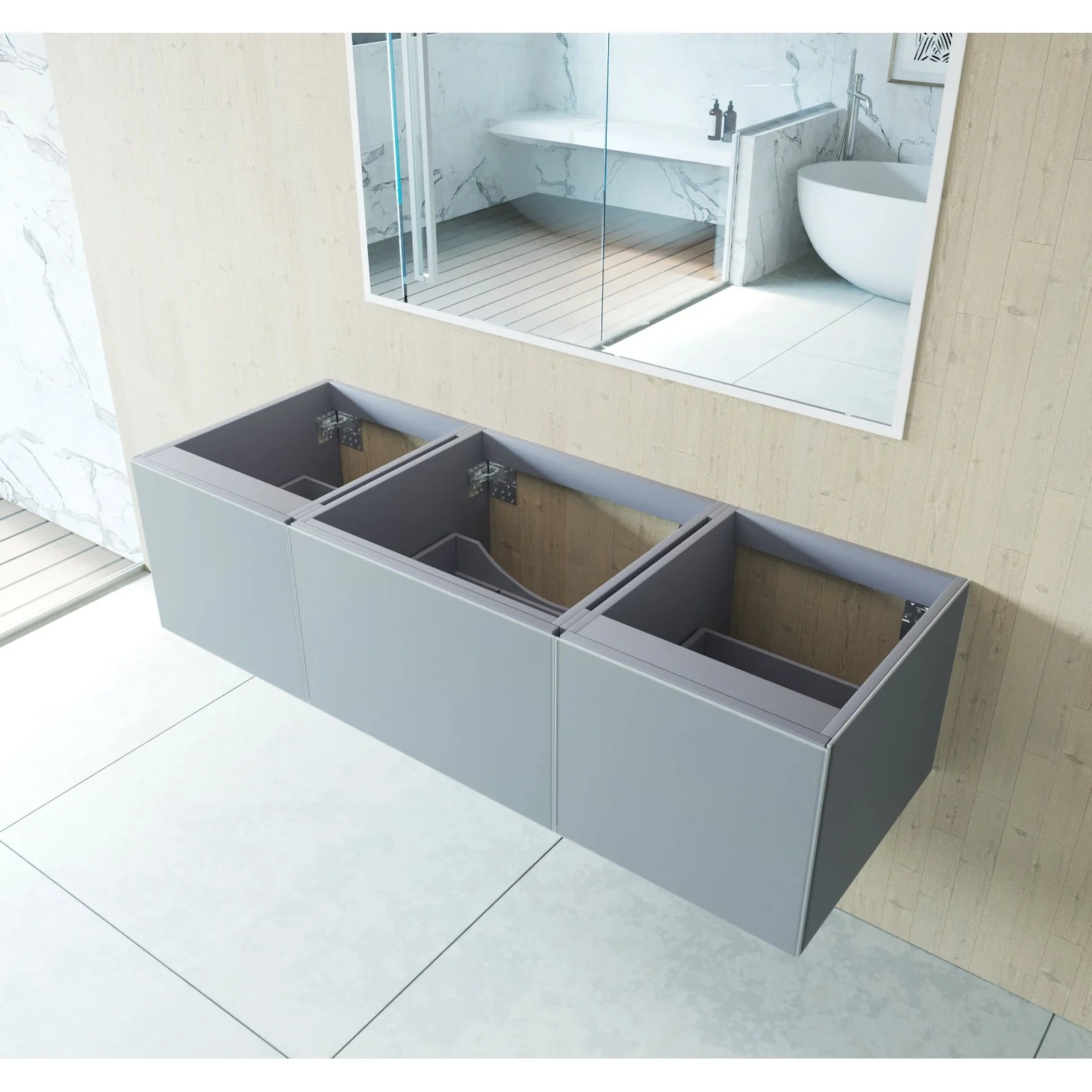 Laviva Vitri 60" Fossil Grey Single Sink Wall Hung Bathroom Vanity Cabinet 313VTR-60CFG - Image 3