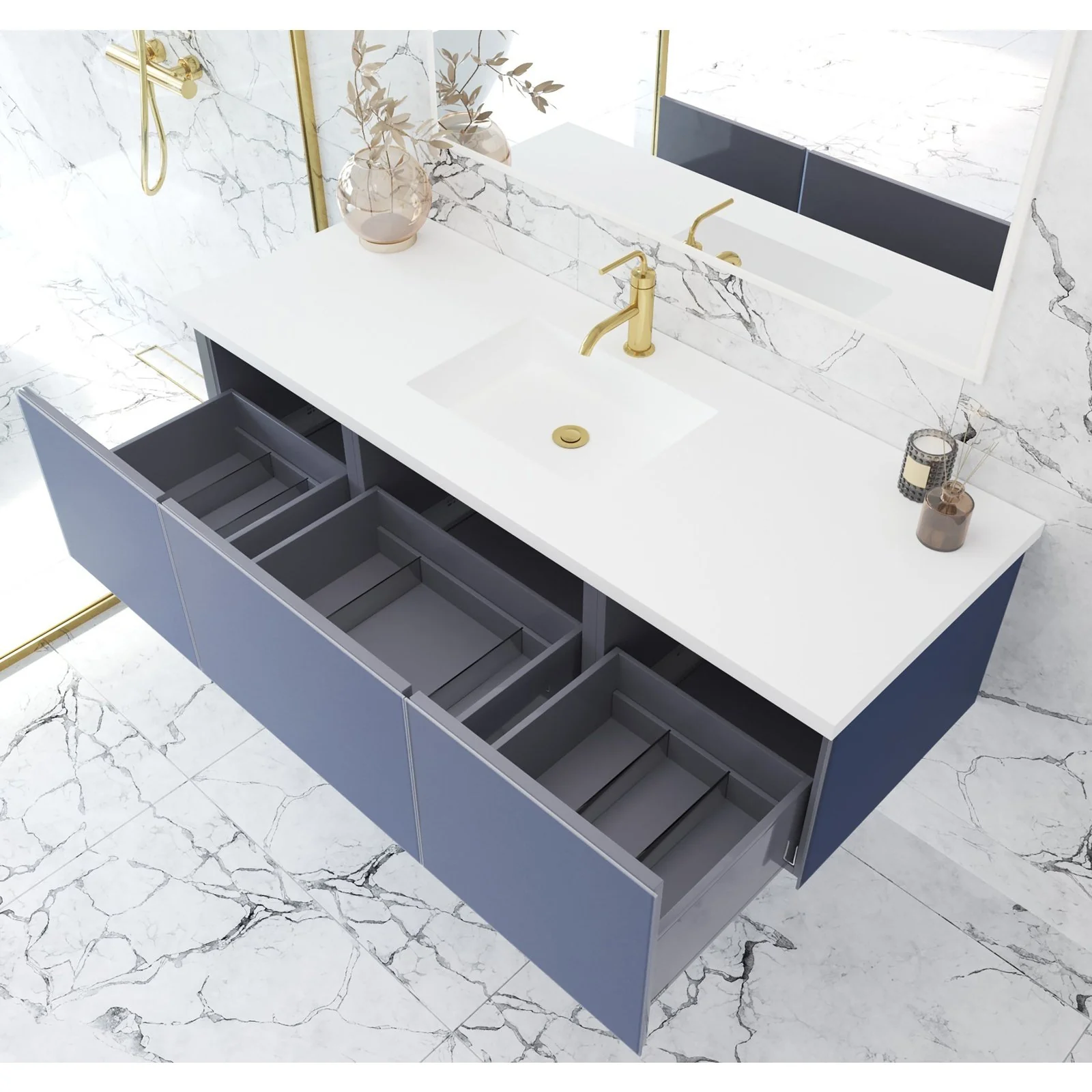 Laviva Vitri 60" Nautical Blue Single Sink Bathroom Vanity with VIVA Stone Matte White Solid Surface Countertop 313VTR-60CNB-MW - Image 3