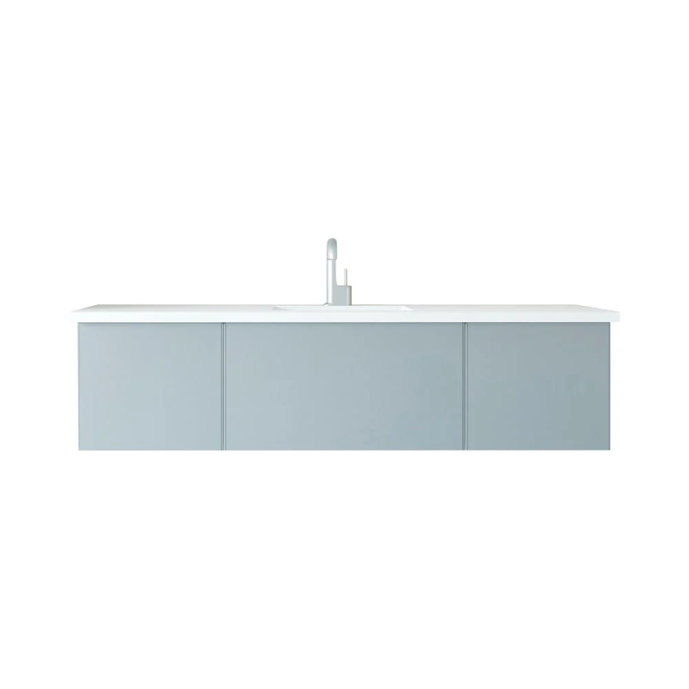 Laviva Vitri 66" Fossil Grey Single Sink Bathroom Vanity with VIVA Stone Matte White Solid Surface Countertop 313VTR-66FG-MW - Image 4