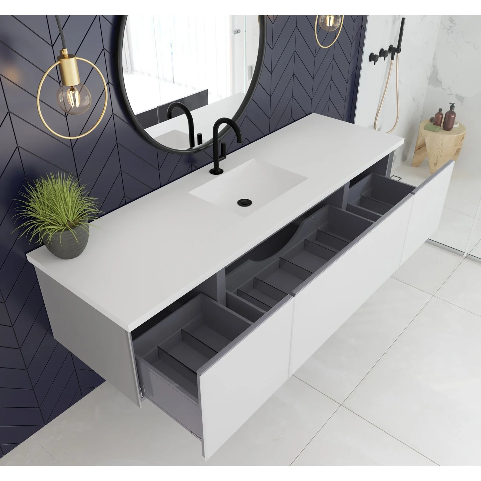 Laviva Vitri 72" Cloud White Single Sink Wall Hung Bathroom Vanity Cabinet 313VTR-72CCW - Image 2