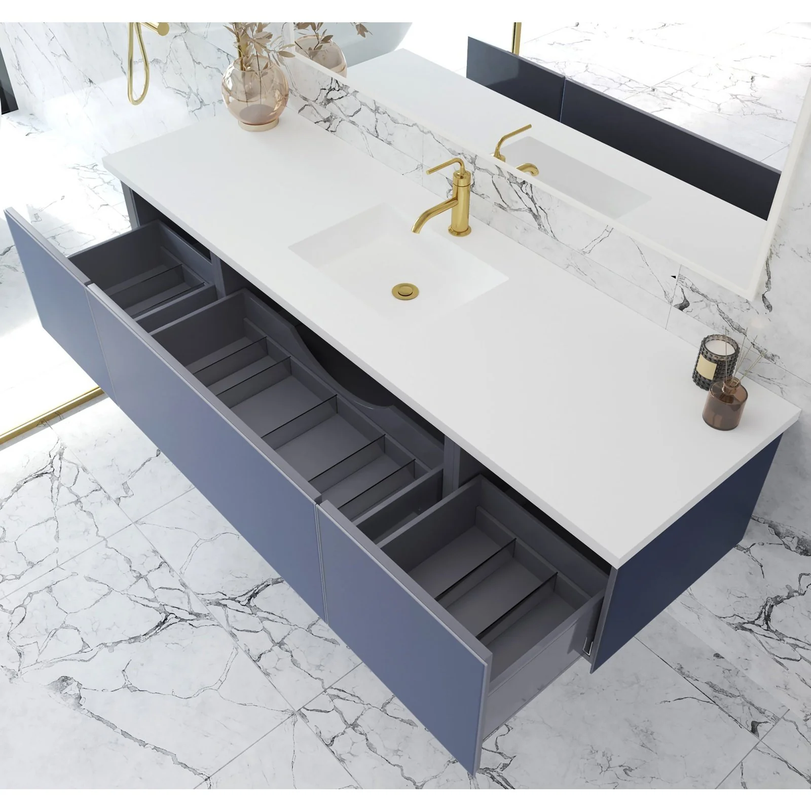 Laviva Vitri 72" Nautical Blue Single Sink Wall Hung Bathroom Vanity Cabinet 313VTR-72CNB - Image 2
