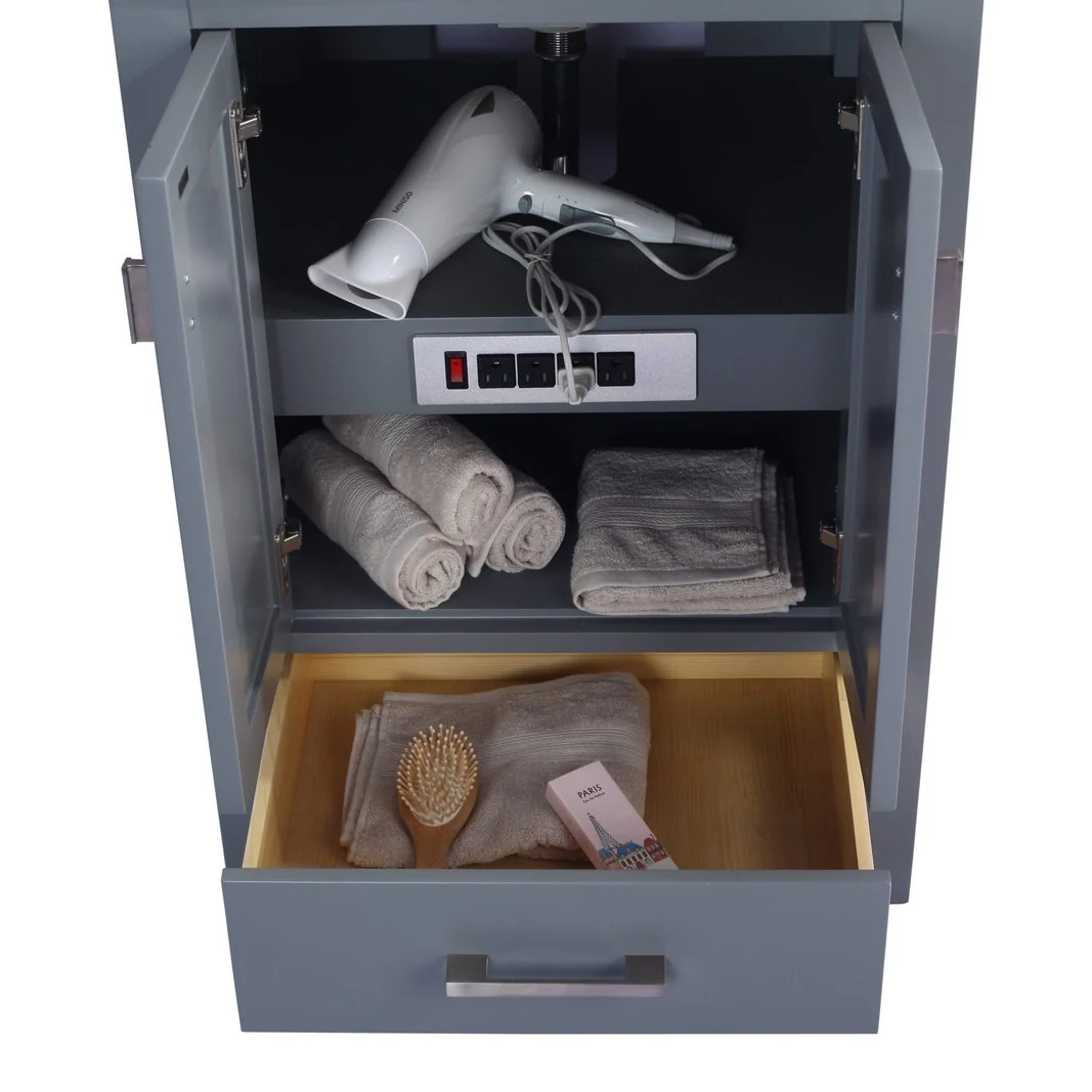 Laviva Wilson 24" Grey Bathroom Vanity with Matte White VIVA Stone Solid Surface Countertop 313ANG-24G-MW - Image 2