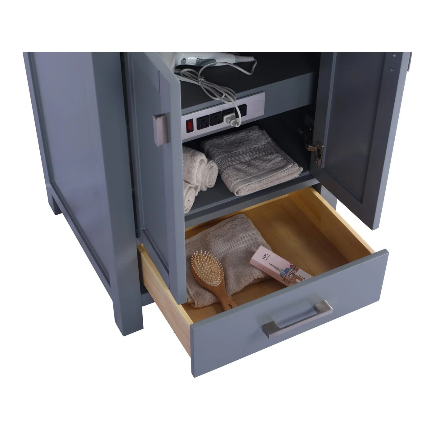 Laviva Wilson 24" Grey Bathroom Vanity with White Carrara Marble Countertop 313ANG-24G-WC - Image 2