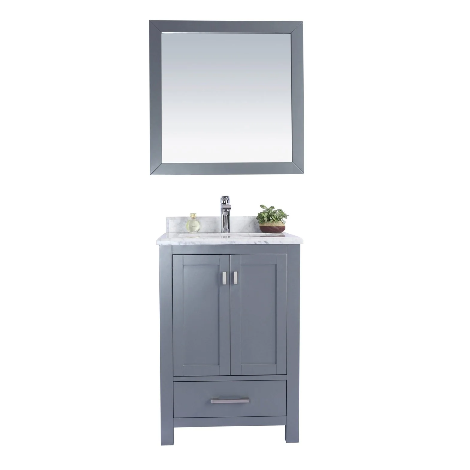 Laviva Wilson 24" Grey Bathroom Vanity with White Carrara Marble Countertop 313ANG-24G-WC - Image 8