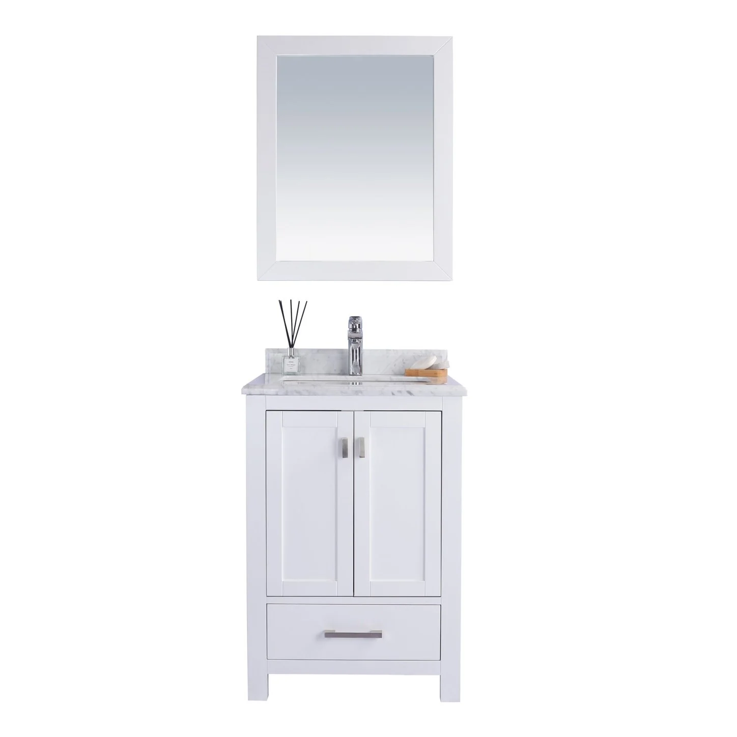 Laviva Wilson 24" White Bathroom Vanity with White Carrara Marble Countertop 313ANG-24W-WC - Image 5