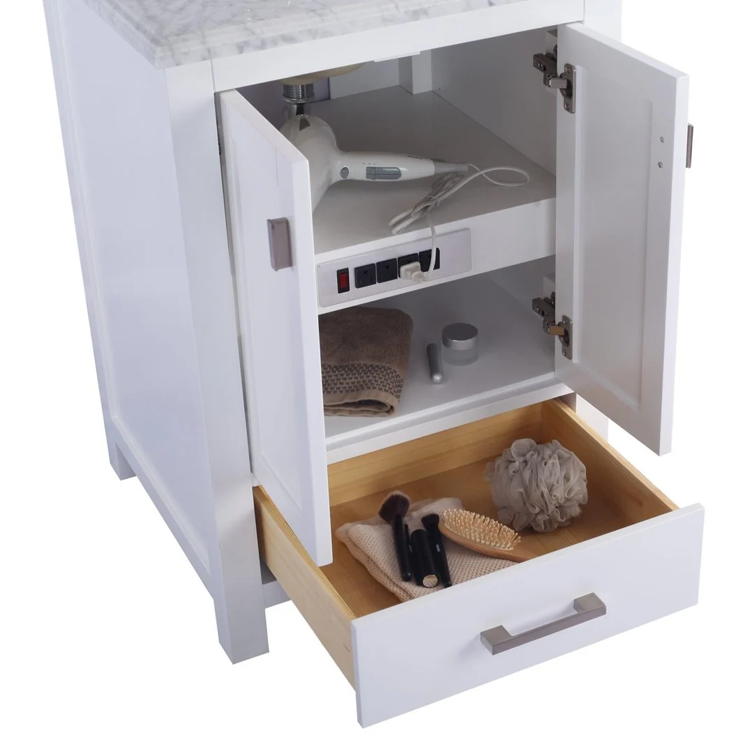 Laviva Wilson 24" White Bathroom Vanity with White Stripes Marble Countertop 313ANG-24W-WS - Image 4