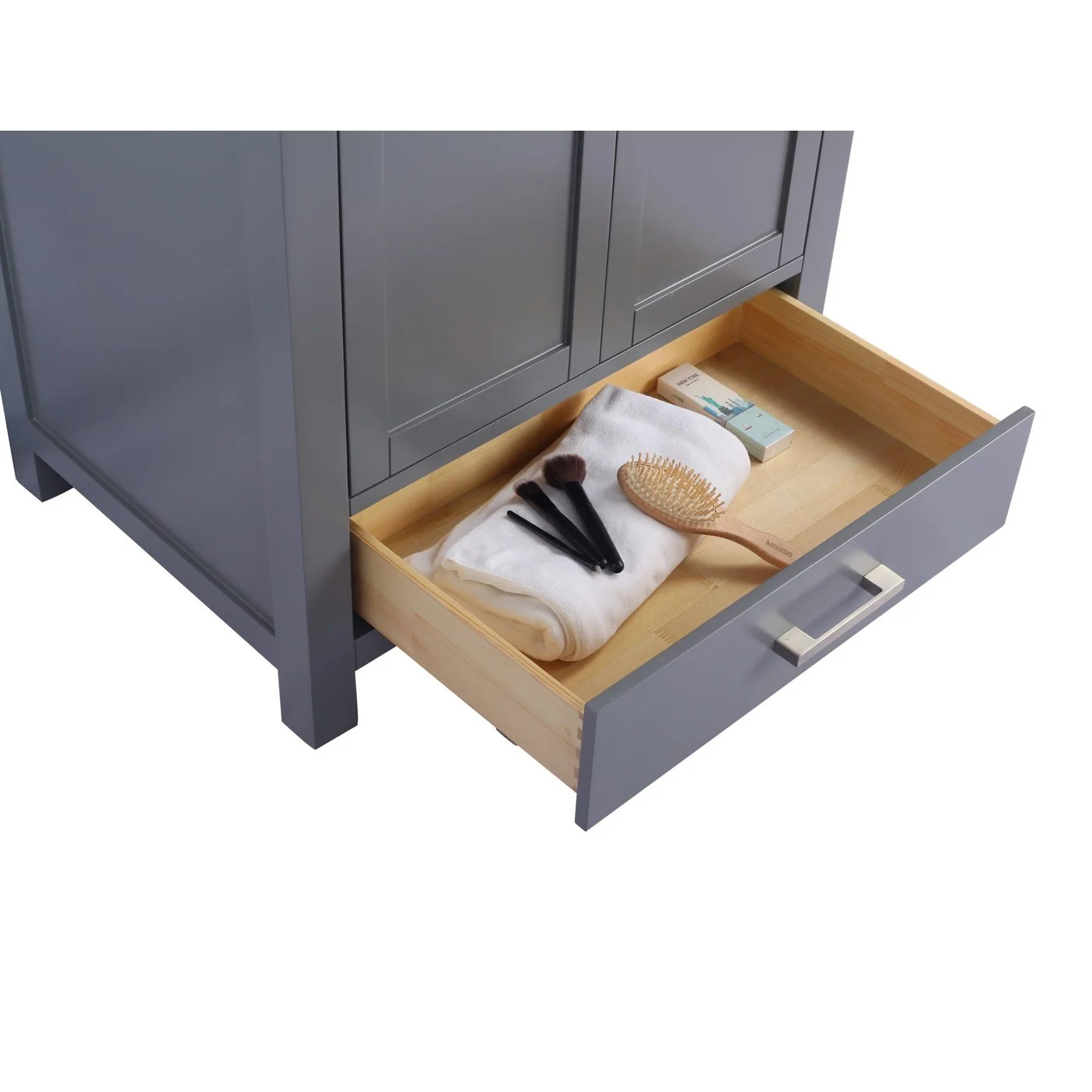 Laviva Wilson 30" Grey Bathroom Vanity with White Stripes Marble Countertop 313ANG-30G-WS - Image 4