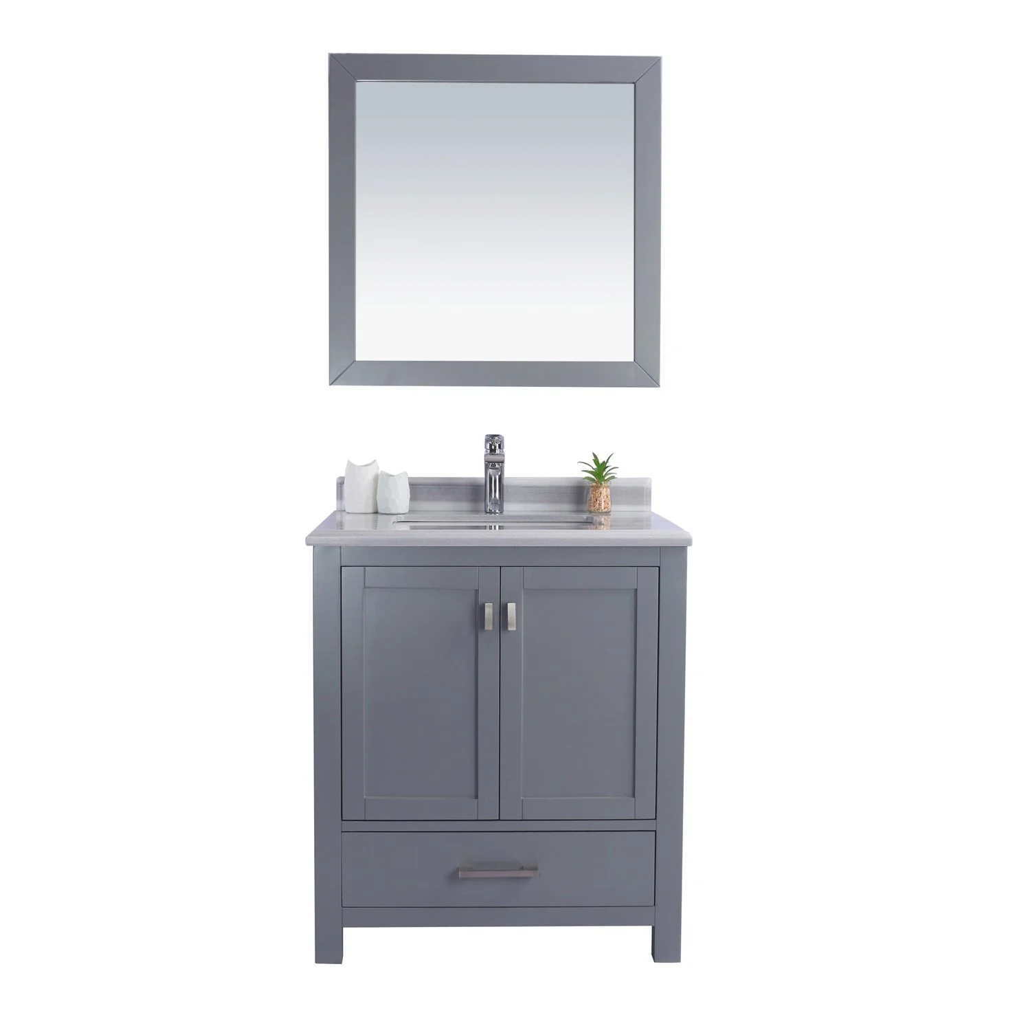 Laviva Wilson 30" Grey Bathroom Vanity with White Stripes Marble Countertop 313ANG-30G-WS - Image 7
