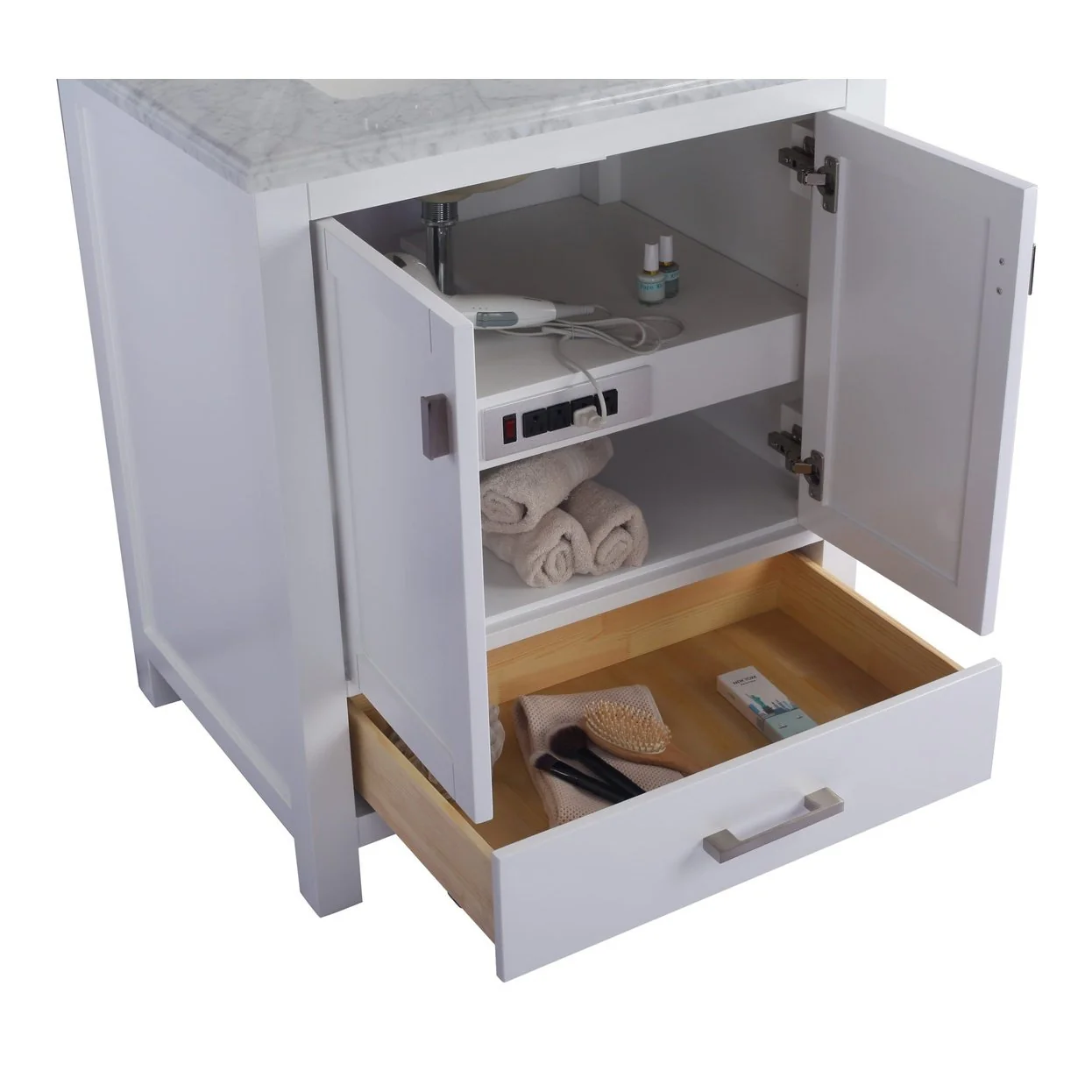 Laviva Wilson 30" White Bathroom Vanity with White Carrara Marble Countertop 313ANG-30W-WC - Image 2