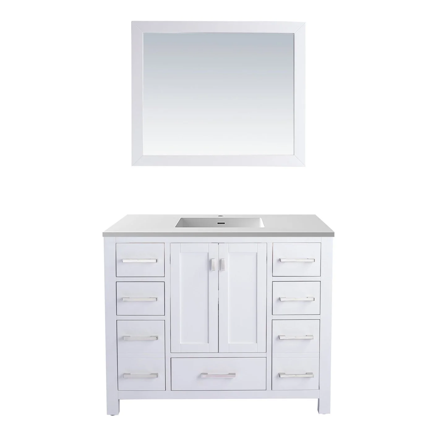 Laviva Wilson 42" White Bathroom Vanity with Matte White VIVA Stone Solid Surface Countertop 313ANG-42W-MW - Image 6