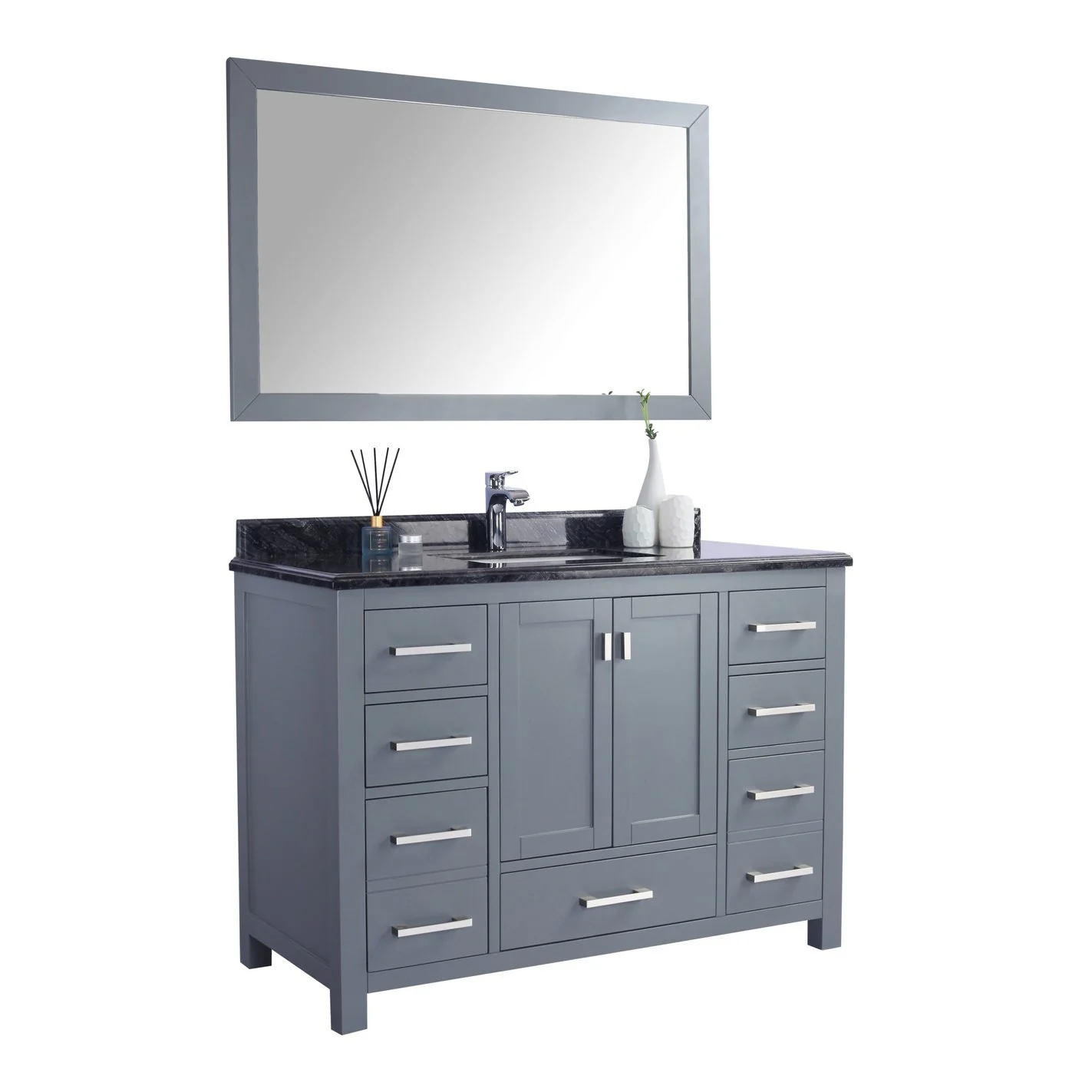 Laviva Wilson 48" Grey Bathroom Vanity with Black Wood Marble Countertop 313ANG-48G-BW - Image 8