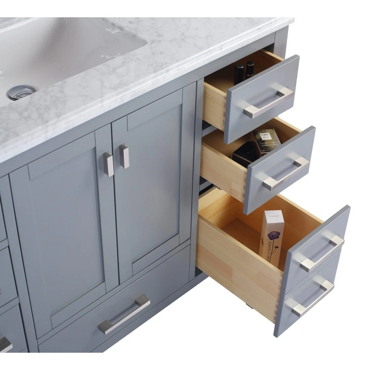 Laviva Wilson 48" Grey Bathroom Vanity with Matte White VIVA Stone Solid Surface Countertop 313ANG-48G-MW - Image 3